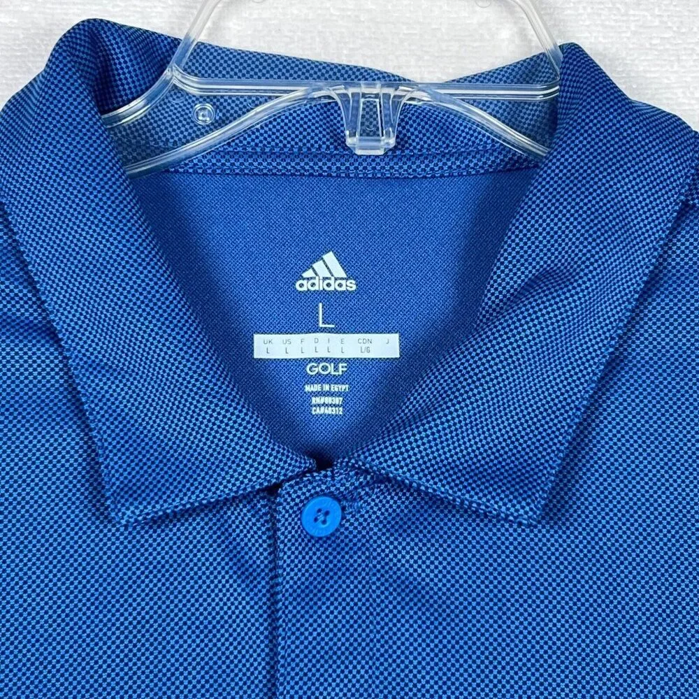Adidas Men's LG Golf Performance Blue Polo Shirt Golf Tonal Check‎ UPF50